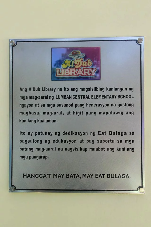 2 ALdub Library Aldub 27th Weeksary Eat Bulaga Lumban Laguna Lumban Central Elementary School AlDub Nation Alden Richards Maine Mendoza Yaya Dub