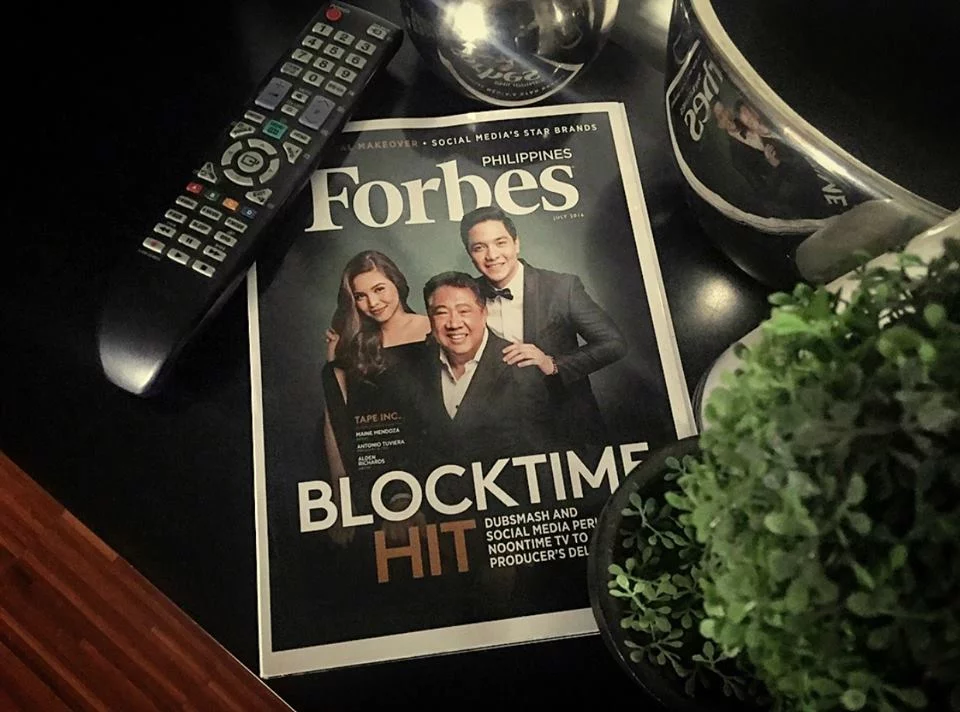2 Alden Richards Maine Mendoza Antonio Tuviera Tony Tuviera Mr. T T.A.P.E. Incorporated Forbes Philippines magazine cover AlDub Eat Bulaga phenomenon