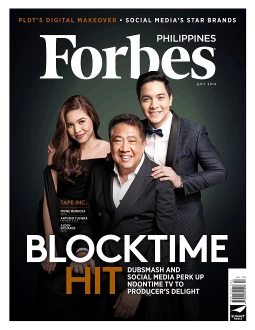 3 Alden Richards Maine Mendoza Antonio Tuviera Tony Tuviera Mr. T T.A.P.E. Incorporated Forbes Philippines magazine cover AlDub Eat Bulaga phenomenon