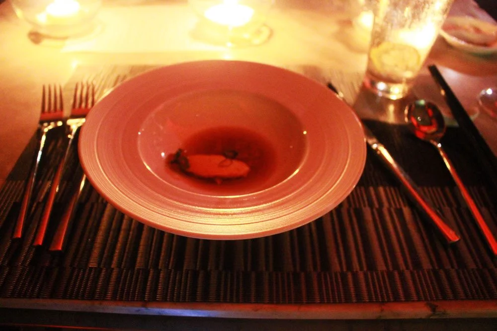 9 course dinner at qiwellness living tagaytay crab fat custard + lemongrass & galangal soup + green onions + okra