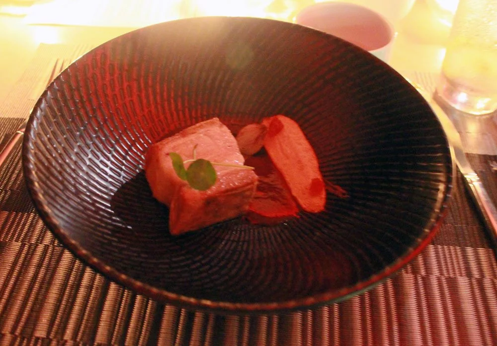 Pork Belly Confit + Plum + Black Bean Reduction