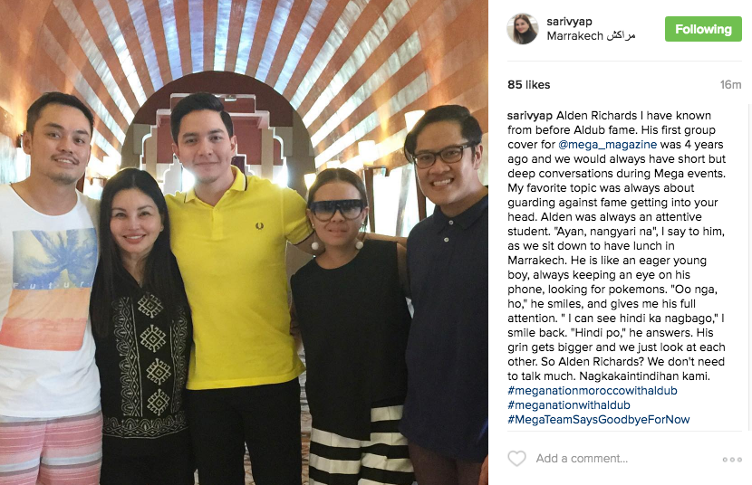 Alden Richards Maine mendoza AlDub Mega Nation with AlDUb Morocco Sari Yap CEO Founder One Mega Group Mega Magazine 3