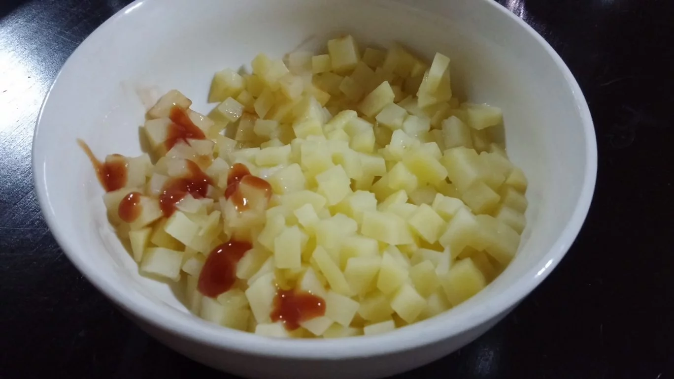 Boiled Potatoes with Ketchup