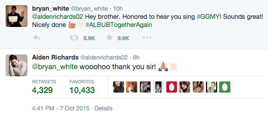 Bryan White Aldub Alden Richards God Gave Me You december concert Bryan White Tweets Alden 1