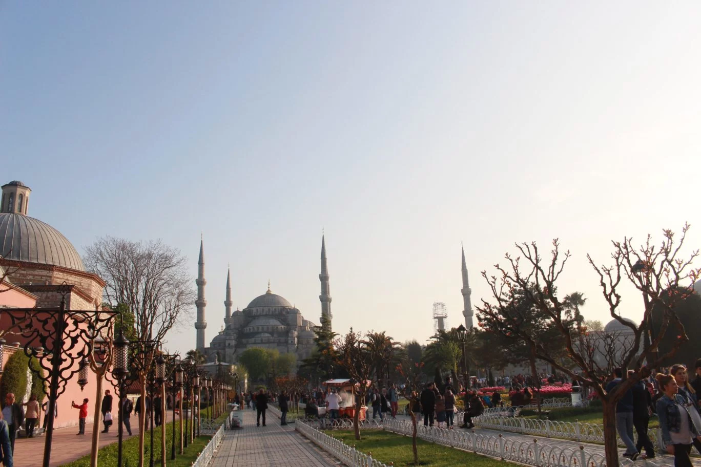 View of the Blue Mosque Sultanahmet Square in Istanbul Turkey