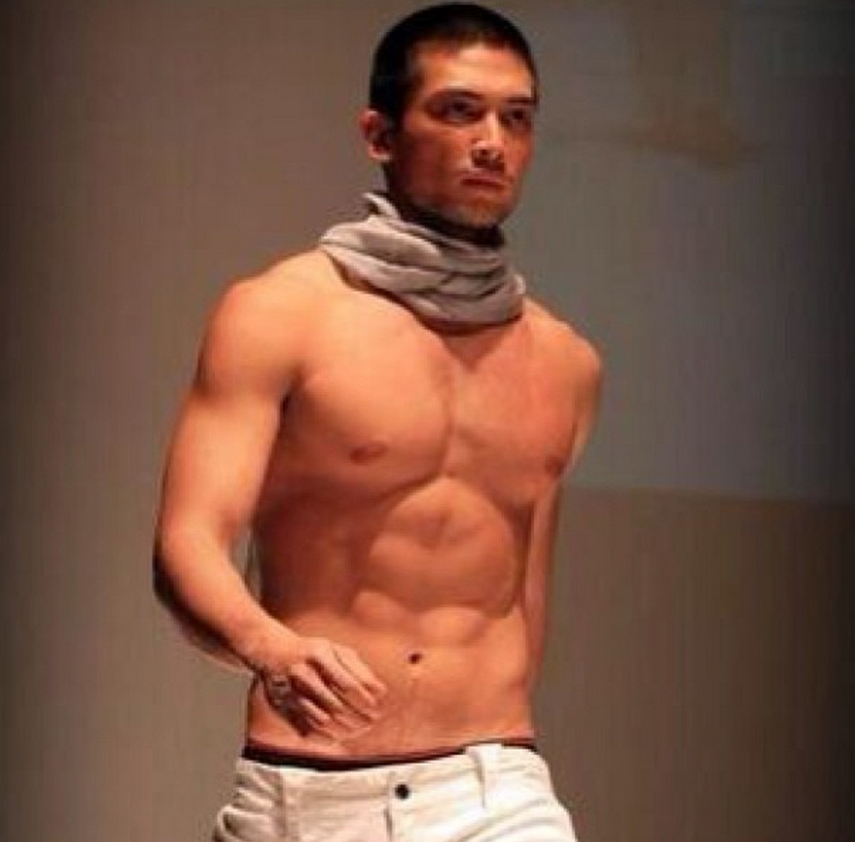 Luke Jickain bald filipino male model topless