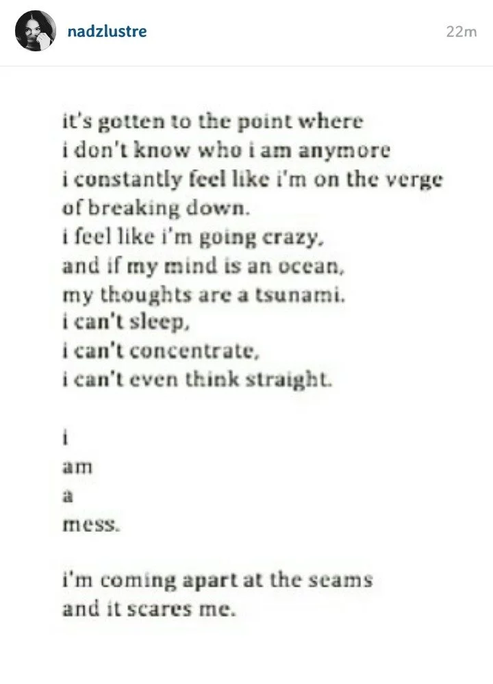 Nadine Lustre OTWOL depressed depression OTWOL On the wings of Love Instagram James Reid JaDine 2