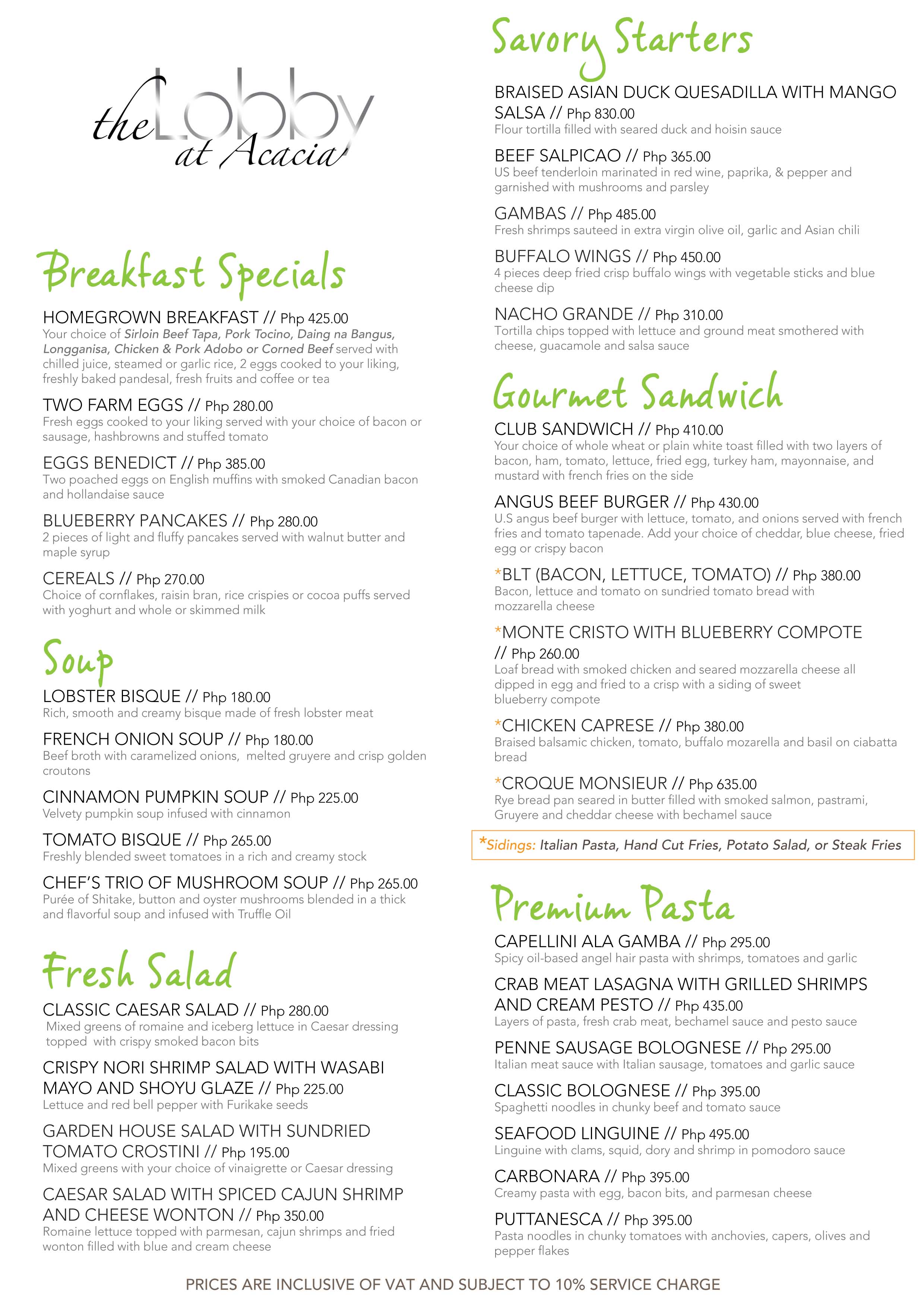 THE LOBBY at Acacia Hotel Manila Alabang menu recommendations what to order FRONT