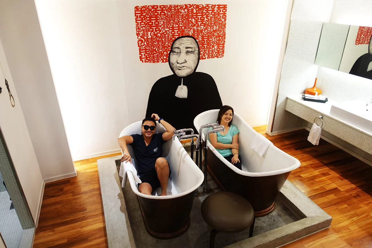 bathtubs at attic suite one of the rooms at new majestic hotel singapore chinatown boutique hotel