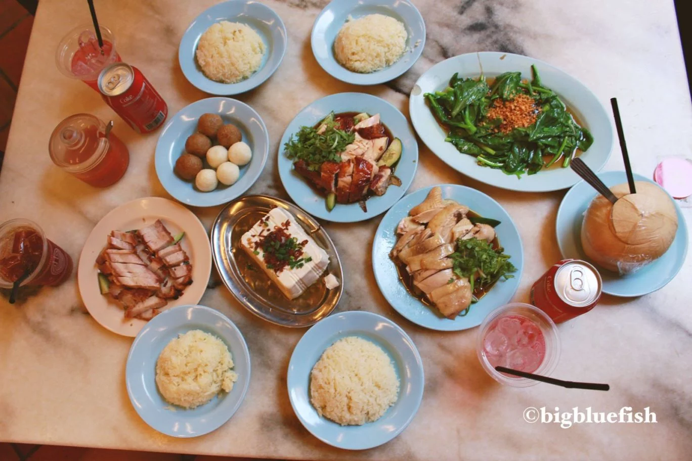 chicken rice, chicken rice balls at famosa restaurant in malacca