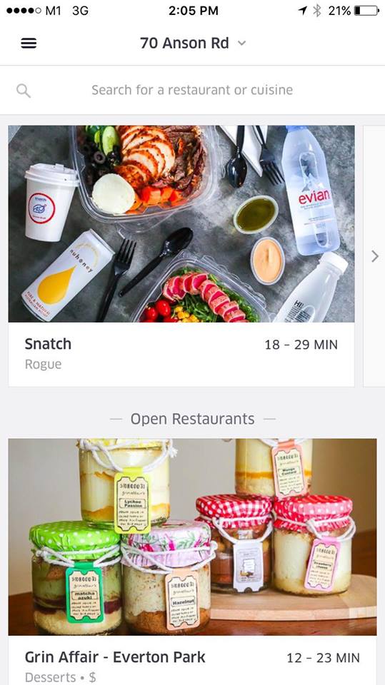 choose restaurant food at ubereats app food delivery singapore