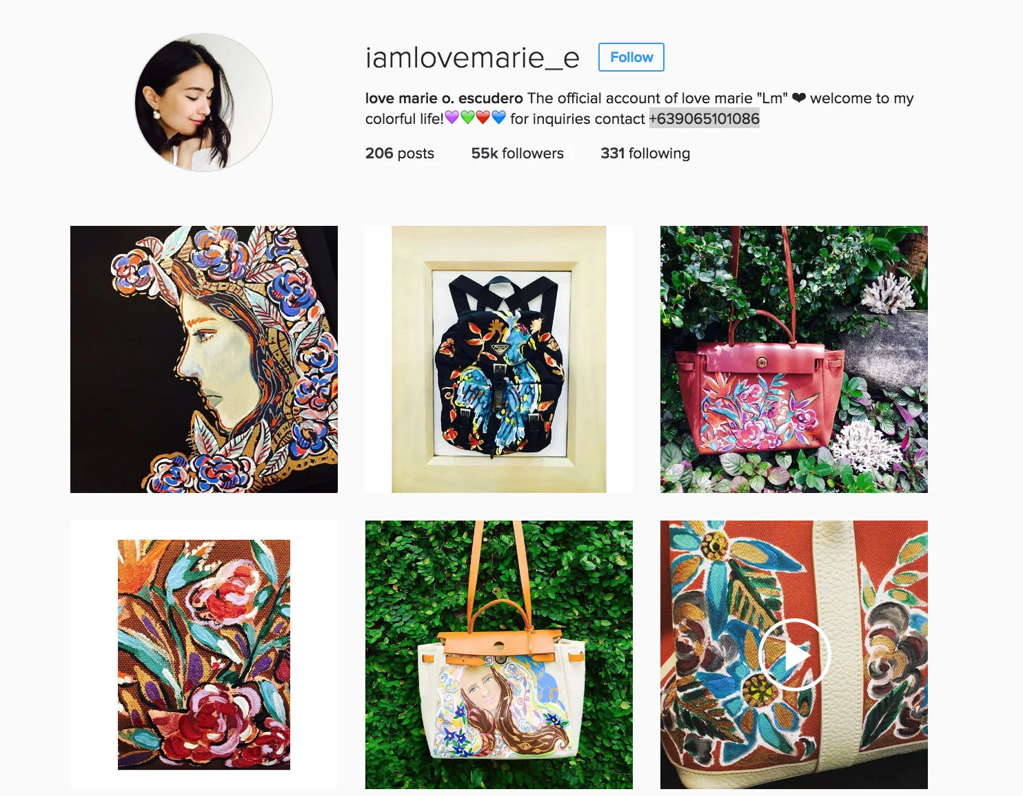 iamlovemarie love marie art paintings and hermes painted bags
