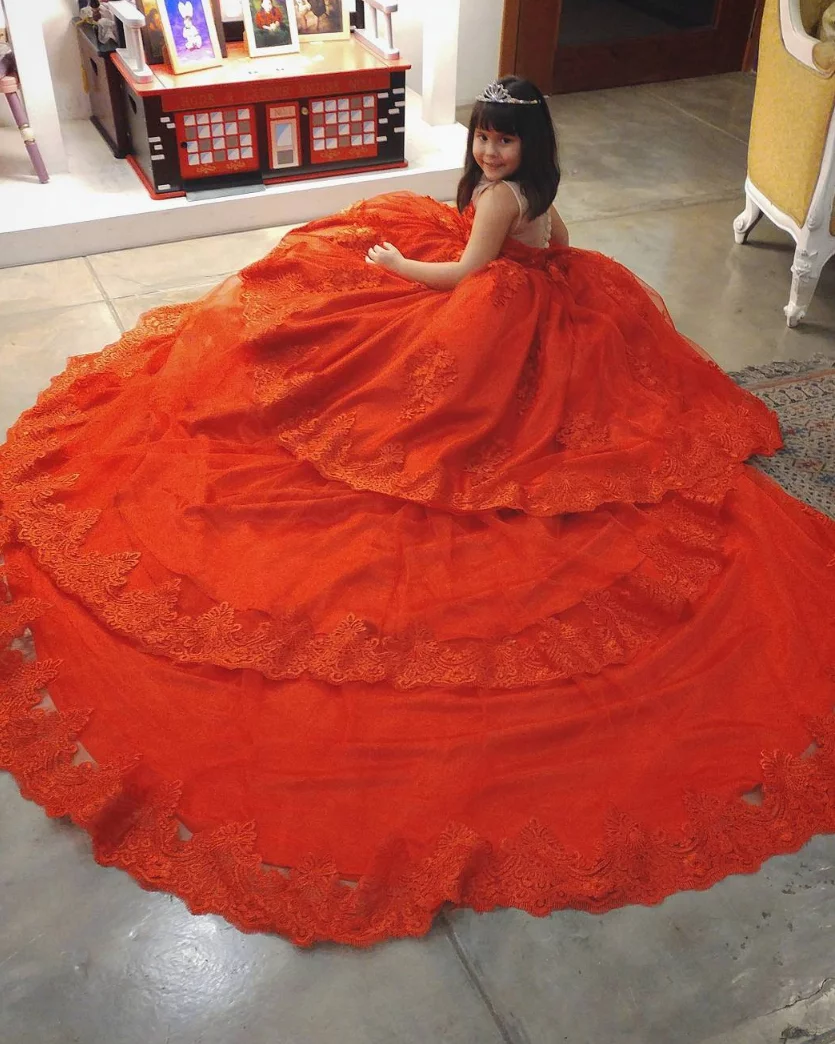 kendra kramer 7th birthday party red ball gown