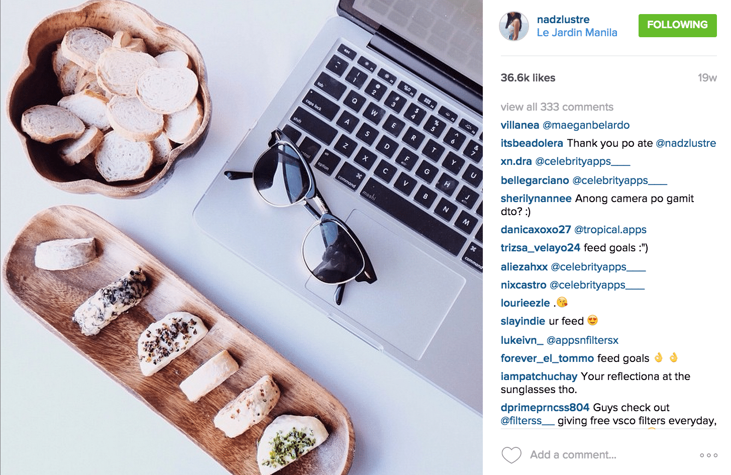 nadine lustre instagram account of food like a blogger