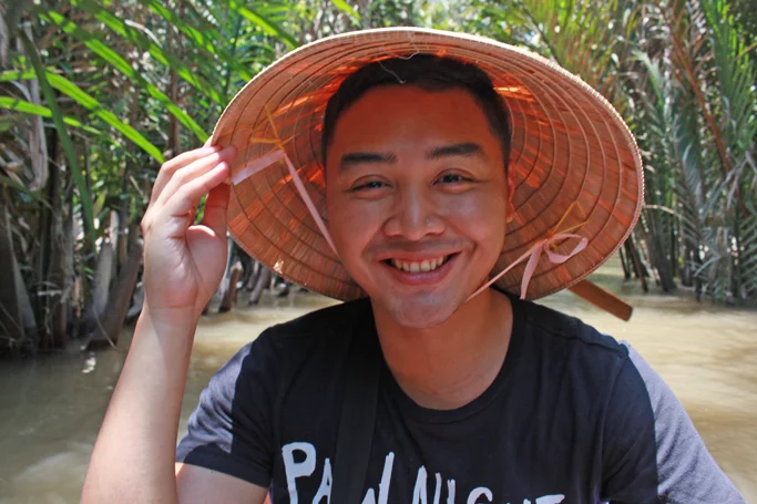 selfie boat mekong delta saigon ho chi minh city vietnam