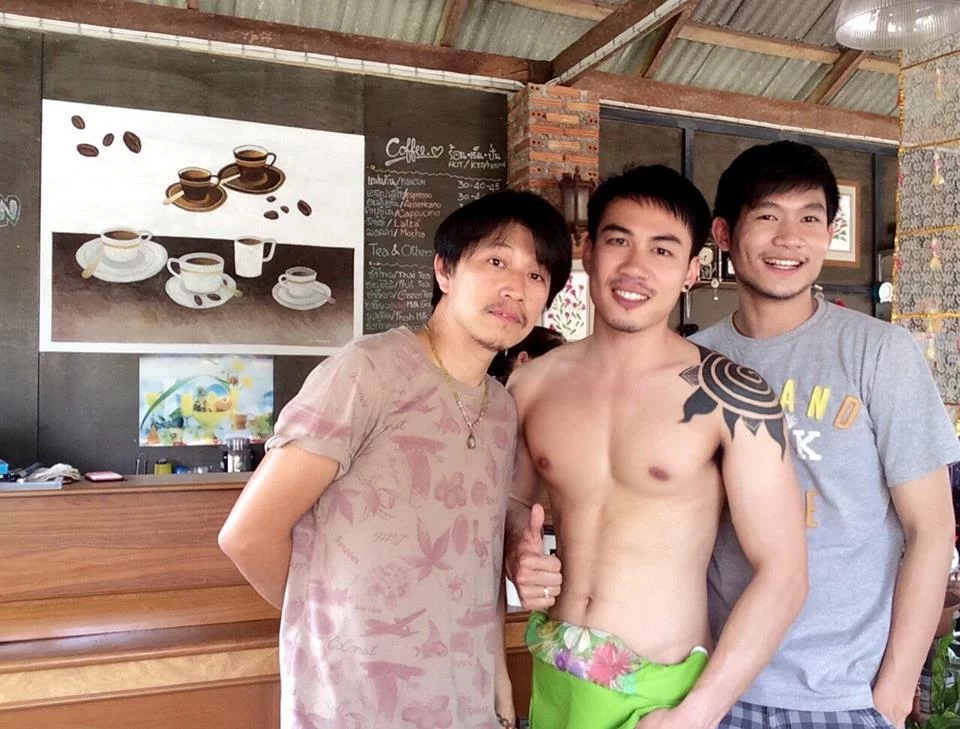 shirtless cafe baristas in thailand