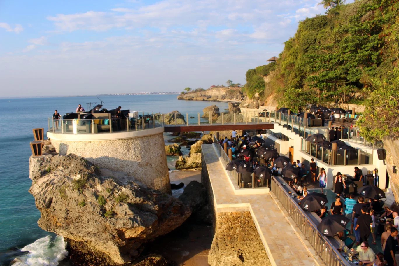 sunset at rock bar ayana resort bali cocktails friday night