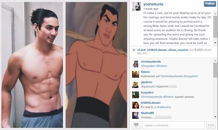 yoshi sudarso as li shang in mulan